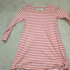 MiniBoden orange striped shirt dress girl’s 7-8
